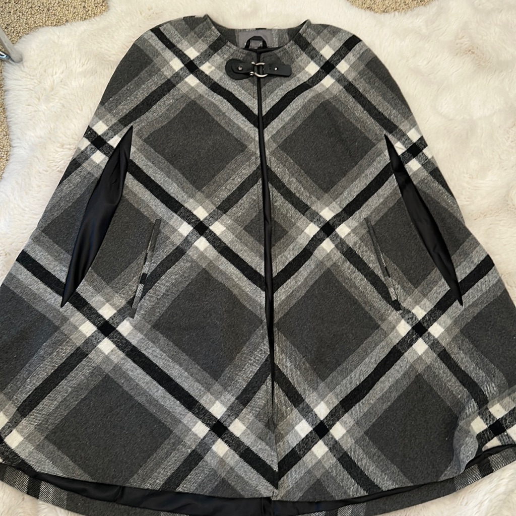 Plaid Wool Jacket/ Cape
